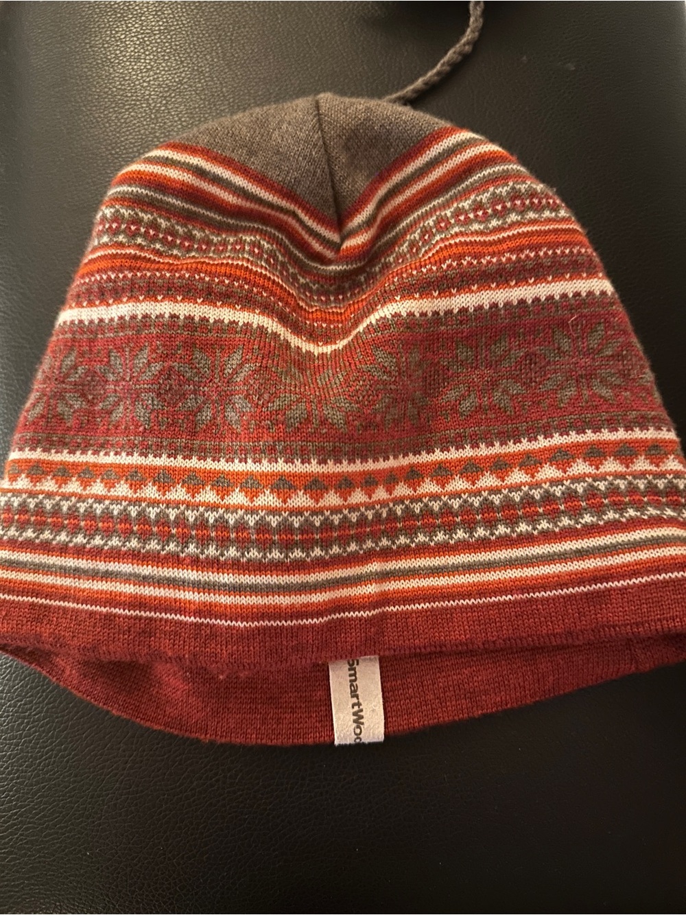 Smartwool Kids Multistripe Red and Gray Knit Beanie